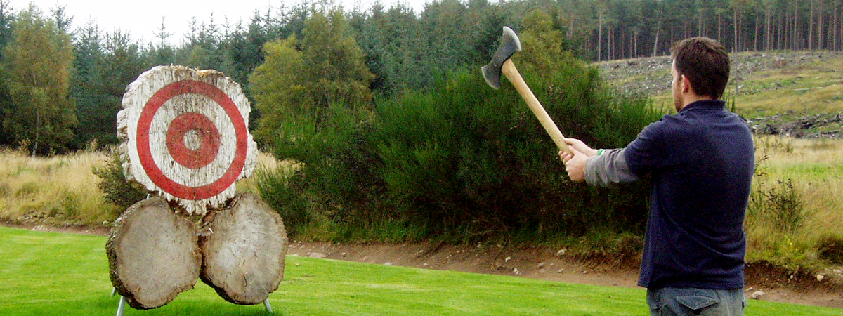 Axe throwing at Deeside Activity Park